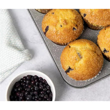 Load image into Gallery viewer, Premium Carbon Steel Non Stick Grey Speckled 12 Cup Muffin Tray for Baking. Muffin Pan Cupcake Mould, BPA Free and Dishwasher Safe.
