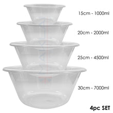 Load image into Gallery viewer, Set of 4 Plastic Mixing Bowls, BPA Free. Microwave, Dishwasher and Freezer Safe.