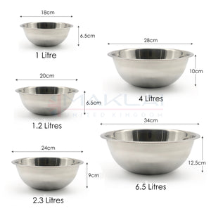 Stainless Steel Mixing Bowls - Easy-Grip Mixing Bowls for Baking, Cooking, Salad & Food Prep - Small, Medium and Large