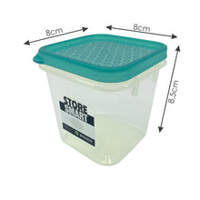 Load image into Gallery viewer, Square Stackable Plastic Food Storage Containers with Multicolour Transparent Lids 300ml