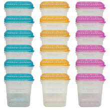 Load image into Gallery viewer, Square Stackable Plastic Food Storage Containers with Multicolour Transparent Lids 300ml