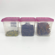 Load image into Gallery viewer, Square Stackable Plastic Food Storage Containers with Multicolour Transparent Lids 300ml