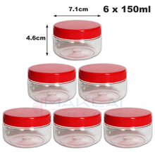 Load image into Gallery viewer, Sunpet Round Plastic Storage Jars with Red Lids
