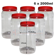 Load image into Gallery viewer, Sunpet Round Plastic Storage Jars with Red Lids
