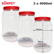 Load image into Gallery viewer, Sunpet Round Plastic Storage Jars with Red Lids
