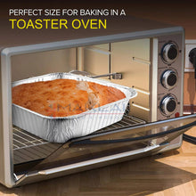 Load image into Gallery viewer, 20cm Square Disposable Aluminium Trays Air Fryer Liners - 8 inch Foil Pans for Prepping, Cooking, Roasting, Baking Food. Use with Cosori, Ninja, Tower Fryers
