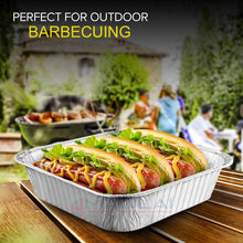 Load image into Gallery viewer, 20cm Square Disposable Aluminium Trays Air Fryer Liners - 8 inch Foil Pans for Prepping, Cooking, Roasting, Baking Food.
