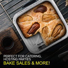 Load image into Gallery viewer, 20cm Square Disposable Aluminium Trays Air Fryer Liners - 8 inch Foil Pans for Prepping, Cooking, Roasting, Baking Food.

