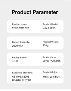 F860A Portable Neck Fan with 3 Speeds & 360° Cooling Airflow, 2000mAh Rechargeable