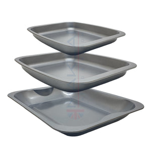 Multi-Pack Carbon Steel Grey Roasting Trays, Oven Roaster Pans
