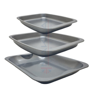 Multi-Pack Carbon Steel Grey Roasting Trays, Oven Roaster Pans