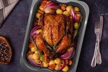 Load image into Gallery viewer, Multi-Pack Carbon Steel Grey Roasting Trays, Oven Roaster Pans
