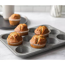 Load image into Gallery viewer, Premium Carbon Steel Non Stick Grey Speckled 12 Cup Muffin Tray for Baking. Muffin Pan Cupcake Mould, BPA Free and Dishwasher Safe.
