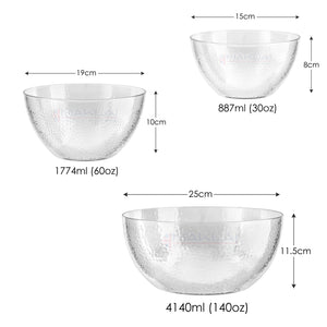 Dimpled Hard Plastic ‘Glass Look’ Salad Bowls. BPA-Free Durable Plastic with Flat Base.