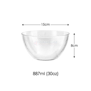 Dimpled Hard Plastic ‘Glass Look’ Salad Bowls. BPA-Free Durable Plastic with Flat Base.