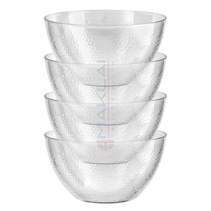 Dimpled Hard Plastic ‘Glass Look’ Salad Bowls. BPA-Free Durable Plastic with Flat Base.