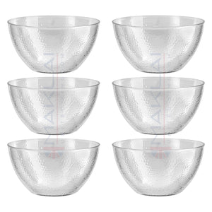 Dimpled Hard Plastic ‘Glass Look’ Salad Bowls. BPA-Free Durable Plastic with Flat Base.