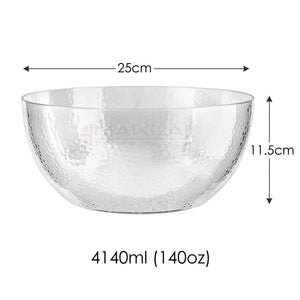 Dimpled Hard Plastic ‘Glass Look’ Salad Bowls. BPA-Free Durable Plastic with Flat Base.