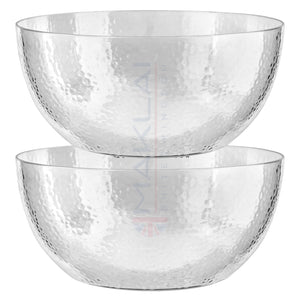 Dimpled Hard Plastic ‘Glass Look’ Salad Bowls. BPA-Free Durable Plastic with Flat Base.