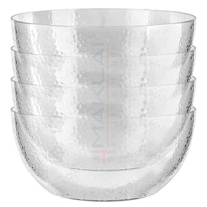 Dimpled Hard Plastic ‘Glass Look’ Salad Bowls. BPA-Free Durable Plastic with Flat Base.