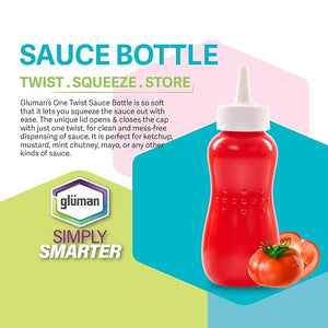 Squeezy Sauce Bottles with Twist Nozzle Cap, Food Grade Plastic Squeeze Condiment Bottle Set