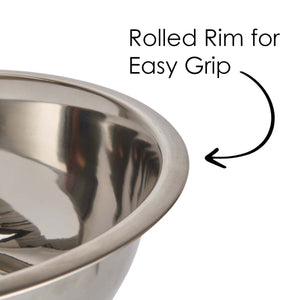 Stainless Steel Mixing Bowls - Easy-Grip Mixing Bowls for Baking, Cooking, Salad & Food Prep - Small, Medium and Large