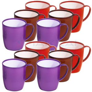 Unbreakable Lightweight Plastic Drinking Cups for Camping, Kids Party, Travel & Outdoor Tea Coffee Mugs BPA Free with Handle