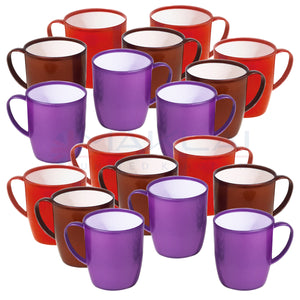 Unbreakable Lightweight Plastic Drinking Cups for Camping, Kids Party, Travel & Outdoor Tea Coffee Mugs BPA Free with Handle