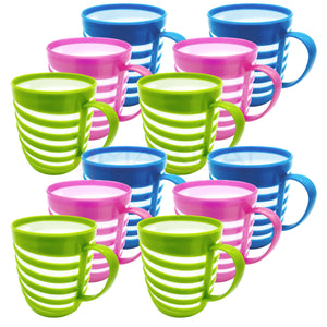 Unbreakable Lightweight Plastic Drinking Cups for Camping, Kids Party, Travel & Outdoor Tea Coffee Mugs BPA Free with Handle