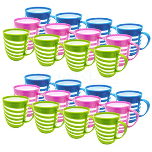 Unbreakable Lightweight Plastic Drinking Cups for Camping, Kids Party, Travel & Outdoor Tea Coffee Mugs BPA Free with Handle