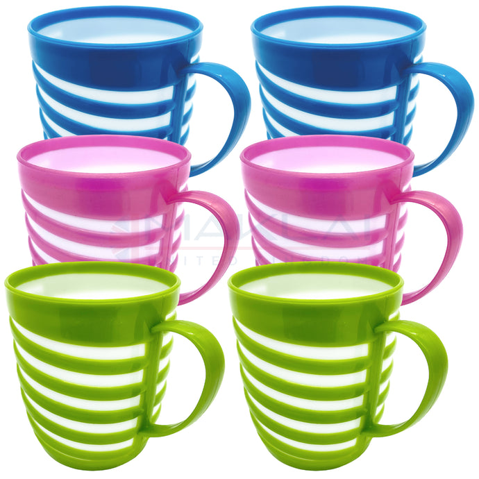 Unbreakable Lightweight Plastic Drinking Cups for Camping, Kids Party, Travel & Outdoor Tea Coffee Mugs BPA Free with Handle