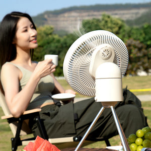 F25 Silent Portable Wireless Fan with Fragrance Diffuser, Detachable Tripod, Night Light and Remote Control. Wall Mount & Hanging Options, 3 Speeds