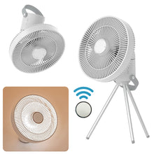 Load image into Gallery viewer, F25 Silent Portable Wireless Fan with Fragrance Diffuser, Detachable Tripod, Night Light and Remote Control. Wall Mount &amp; Hanging Options, 3 Speeds
