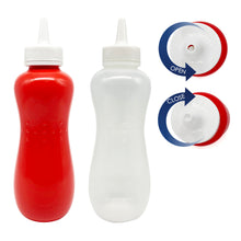 Load image into Gallery viewer, Squeezy Sauce Bottles with Twist Nozzle Cap, Food Grade Plastic Squeeze Condiment Bottle Set
