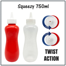 Load image into Gallery viewer, Squeezy Sauce Bottles with Twist Nozzle Cap, Food Grade Plastic Squeeze Condiment Bottle Set
