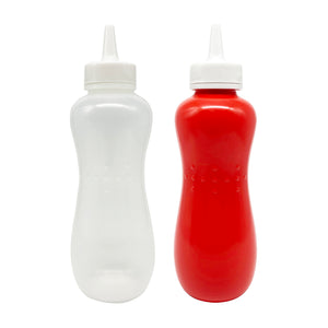 Squeezy Sauce Bottles with Twist Nozzle Cap, Food Grade Plastic Squeeze Condiment Bottle Set