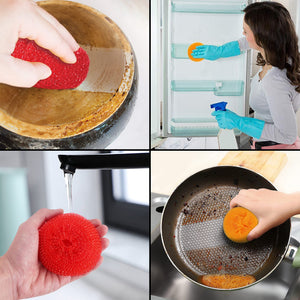 Non-Scratch Round Plastic Scourers, Multi-Purpose Scouring Pads for Kitchen and Bathroom