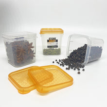 Load image into Gallery viewer, Square Stackable Plastic Food Storage Containers with Multicolour Transparent Lids 300ml
