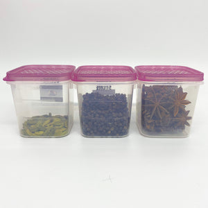 Square Stackable Plastic Food Storage Containers with Multicolour Transparent Lids 300ml