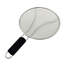 Load image into Gallery viewer, Premium Stainless Steel Splatter Screen Guard Extra Fine Mesh Frying Pan Cover with Heat Resistant Handle
