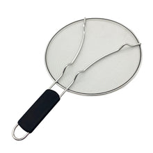 Load image into Gallery viewer, Premium Stainless Steel Splatter Screen Guard Extra Fine Mesh Frying Pan Cover with Heat Resistant Handle
