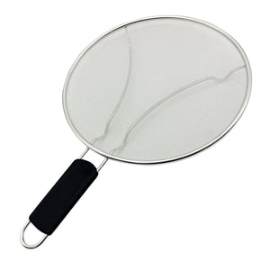 Premium Stainless Steel Splatter Screen Guard Extra Fine Mesh Frying Pan Cover with Heat Resistant Handle