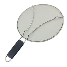 Load image into Gallery viewer, Premium Stainless Steel Splatter Screen Guard Extra Fine Mesh Frying Pan Cover with Heat Resistant Handle
