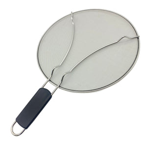 Premium Stainless Steel Splatter Screen Guard Extra Fine Mesh Frying Pan Cover with Heat Resistant Handle
