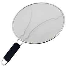 Load image into Gallery viewer, Premium Stainless Steel Splatter Screen Guard Extra Fine Mesh Frying Pan Cover with Heat Resistant Handle
