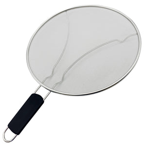 Premium Stainless Steel Splatter Screen Guard Extra Fine Mesh Frying Pan Cover with Heat Resistant Handle