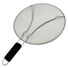 Load image into Gallery viewer, Premium Stainless Steel Splatter Screen Guard Extra Fine Mesh Frying Pan Cover with Heat Resistant Handle
