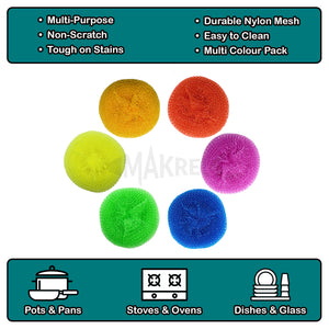 Non-Scratch Round Plastic Scourers, Multi-Purpose Scouring Pads for Kitchen and Bathroom