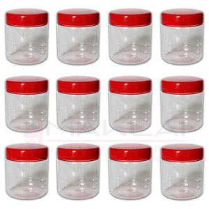 Sunpet Round Plastic Storage Jars with Red Lids