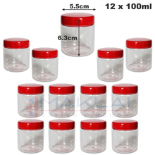 Load image into Gallery viewer, Sunpet Round Plastic Storage Jars with Red Lids
